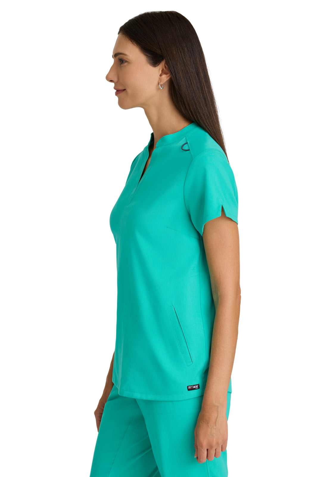 Women's 2 Pocket Banded Collar Avery Top - GRST230 - Alpine Aqua