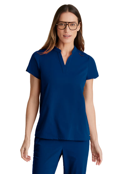 Women's 2 Pocket Banded Collar Avery Scrub Top - GRST230 - Indigo