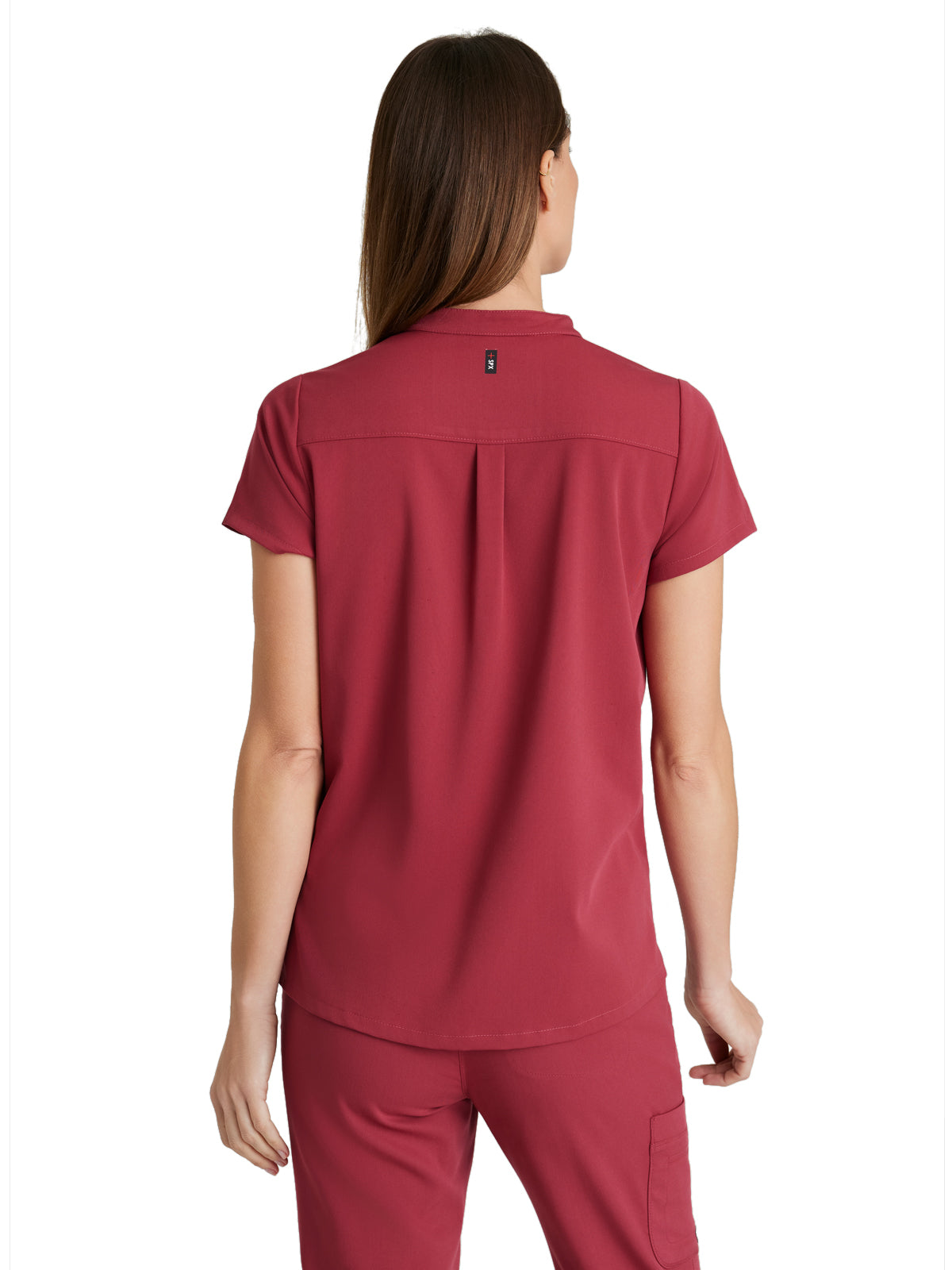 Women's 2 Pocket Banded Collar Avery Scrub Top - GRST230 - Maple Red