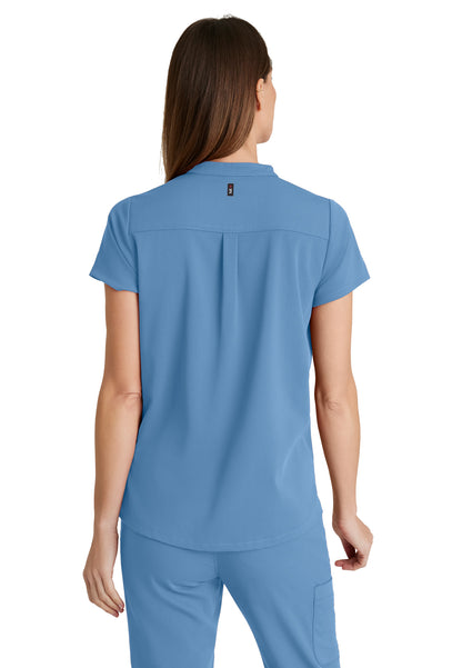 Women's 2 Pocket Banded Collar Avery Top - GRST230 - Ciel Blue