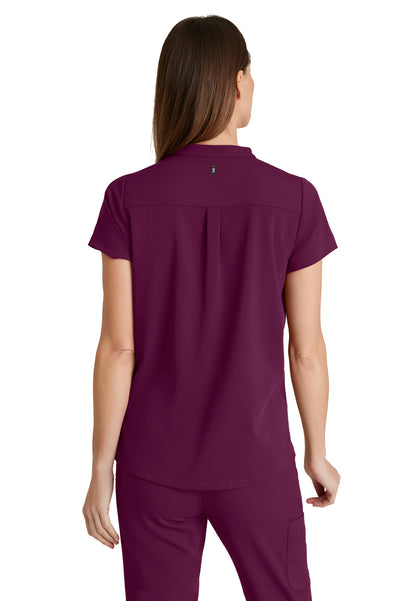 Women's 2 Pocket Banded Collar Avery Scrub Top - GRST230 - Wine