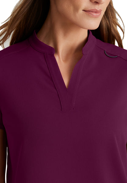 Women's 2 Pocket Banded Collar Avery Scrub Top - GRST230 - Wine