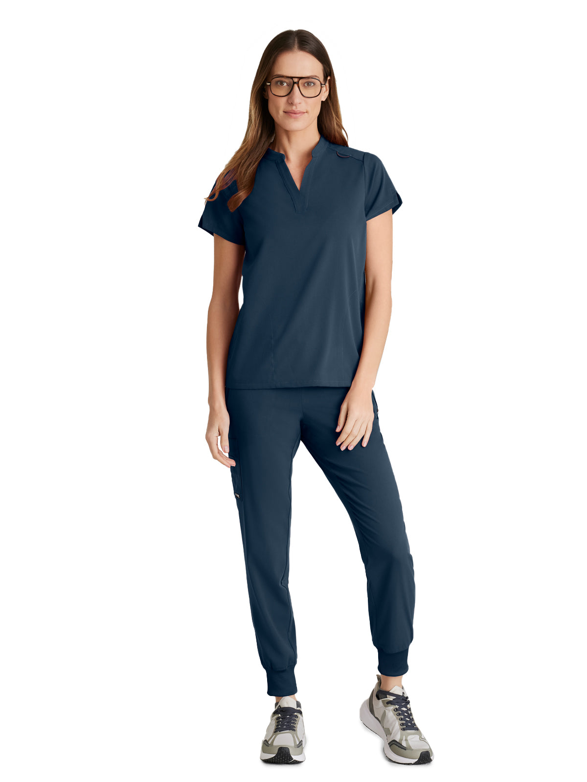 Women's 2 Pocket Banded Collar Avery Scrub Top - GRST230 - Steel