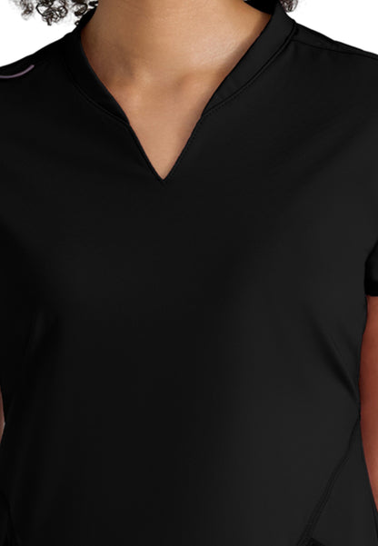 Two Pocket V-Neck Define Scrub Top - GRST249 - Black