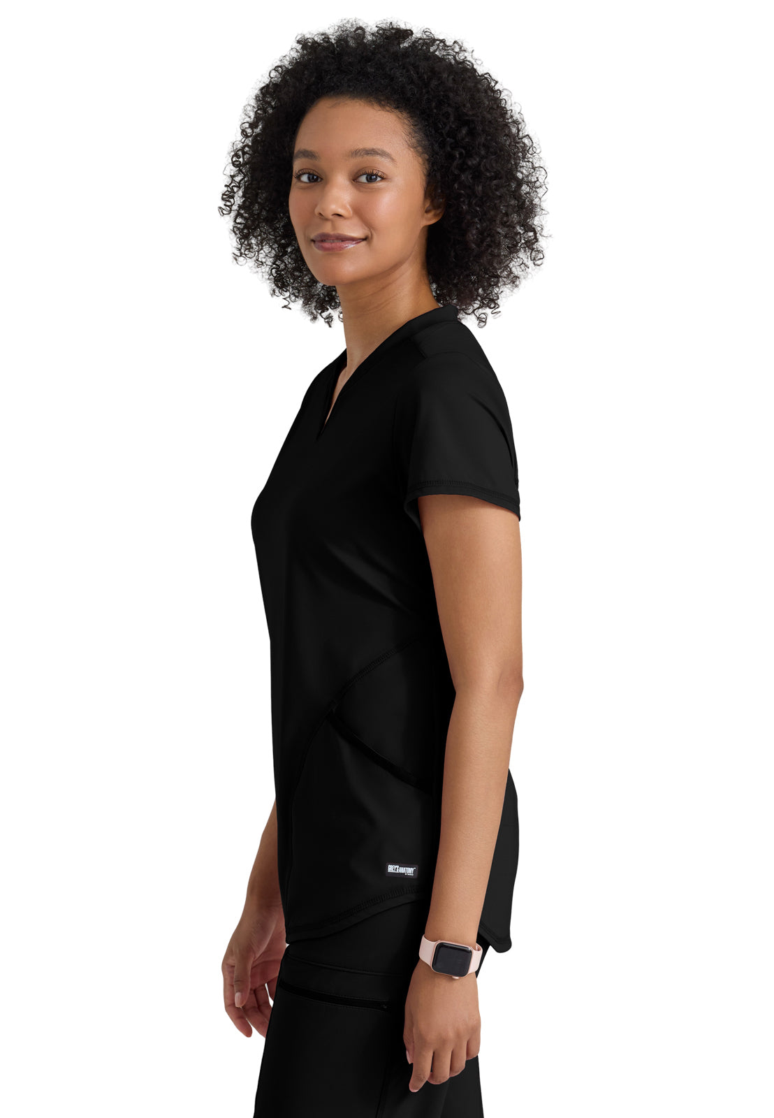 Two Pocket V-Neck Define Scrub Top - GRST249 - Black