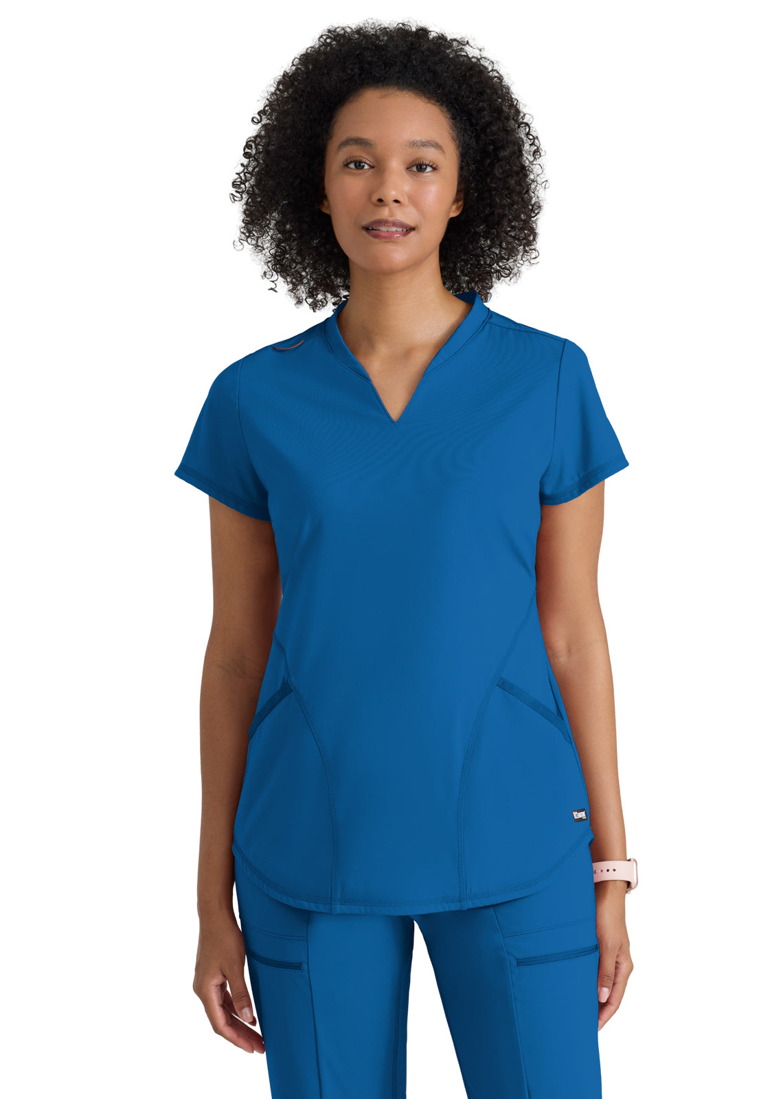Women's Two-Pocket V-Neck Define Scrub Top - GRST249 - New Royal