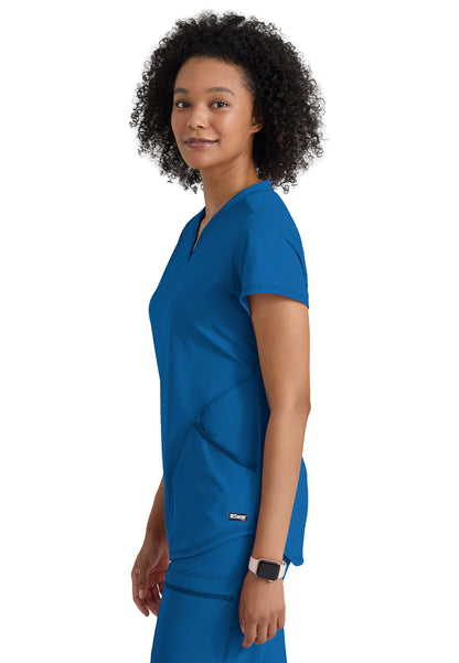 Two Pocket V-Neck Define Scrub Top - GRST249 - New Royal