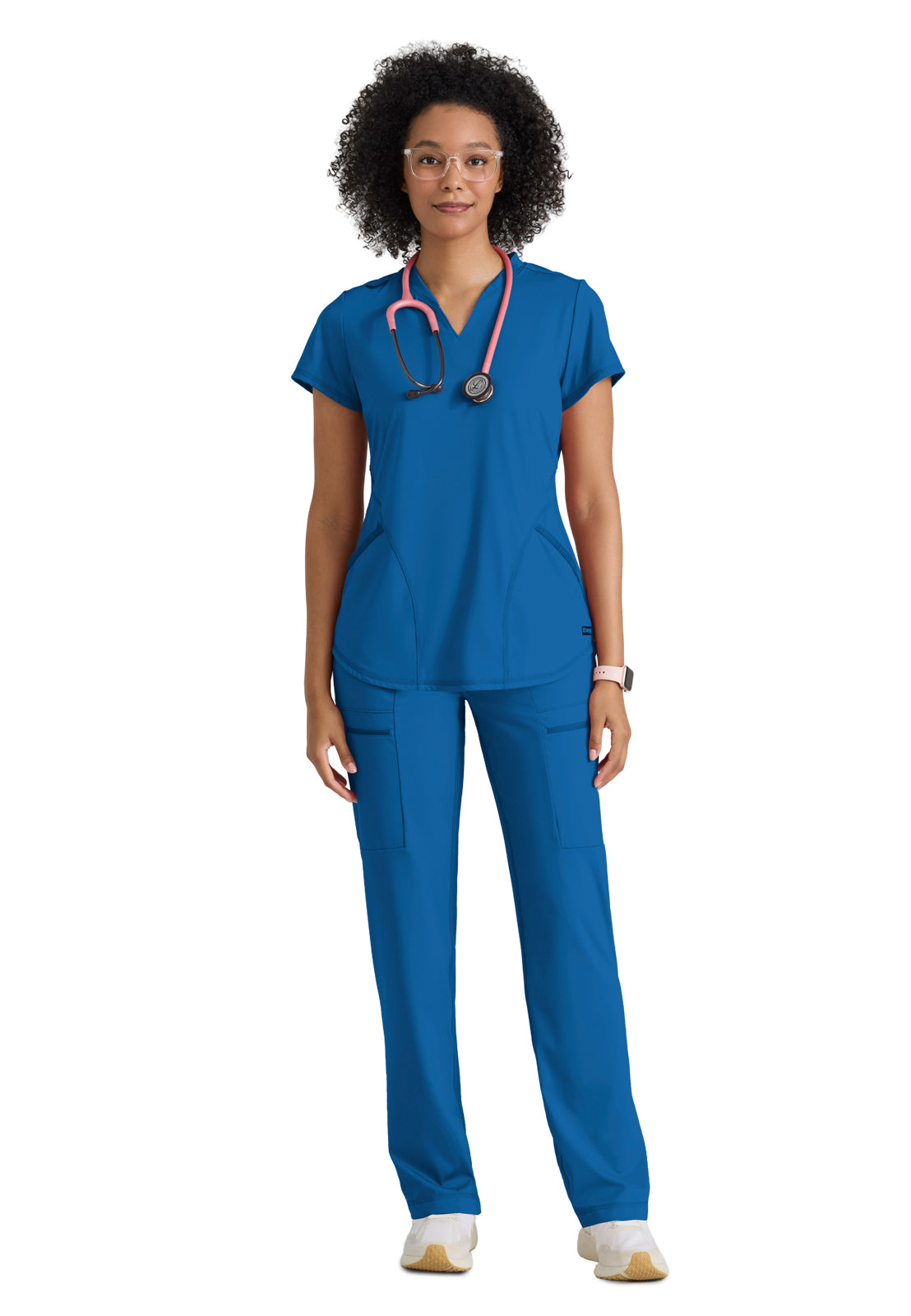 Two Pocket V-Neck Define Scrub Top - GRST249 - New Royal