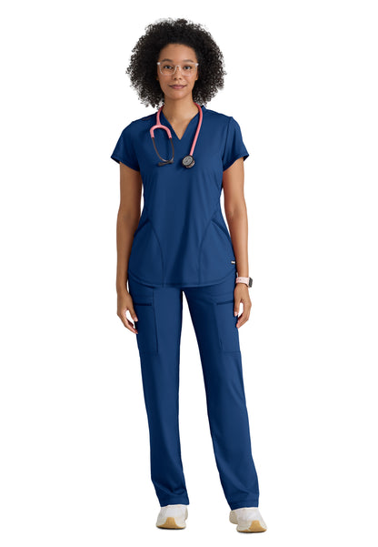 Two Pocket V-Neck Define Scrub Top - GRST249 - Indigo (Navy)