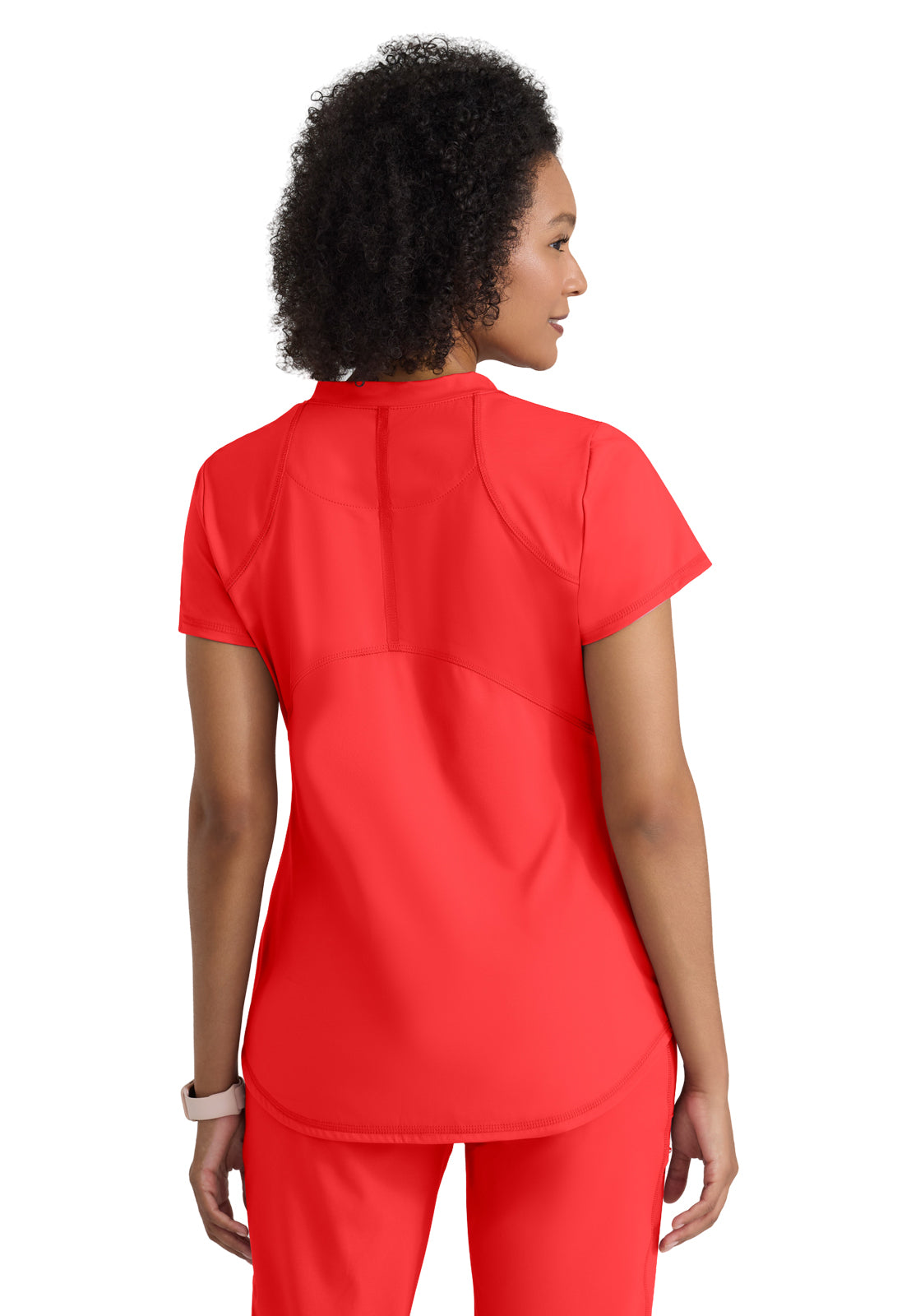 Two Pocket V-Neck Define Top - GRST249 - Radiant Coral