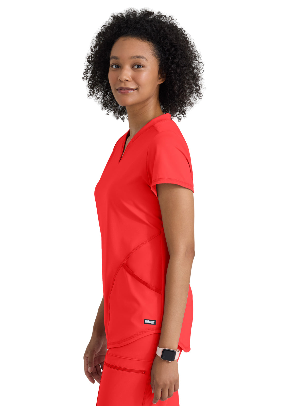 Two Pocket V-Neck Define Top - GRST249 - Radiant Coral