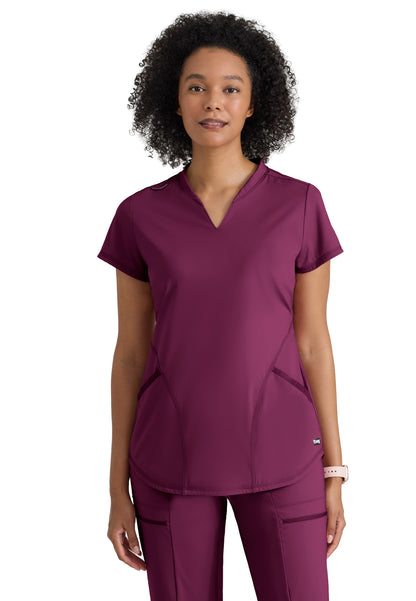 Women's Two-Pocket V-Neck Define Scrub Top - GRST249 - Wine