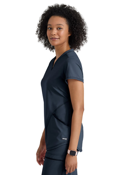 Two Pocket V-Neck Define Scrub Top - GRST249 - Steel