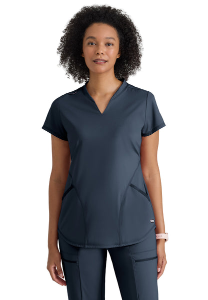 Two Pocket V-Neck Define Scrub Top - GRST249 - Steel