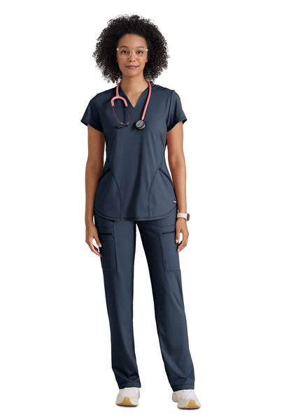 Two Pocket V-Neck Define Scrub Top - GRST249 - Steel