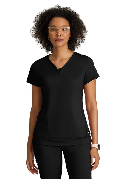 Women's Two-Pocket V-Neck Motivate Scrub Top - GRST250 - Black