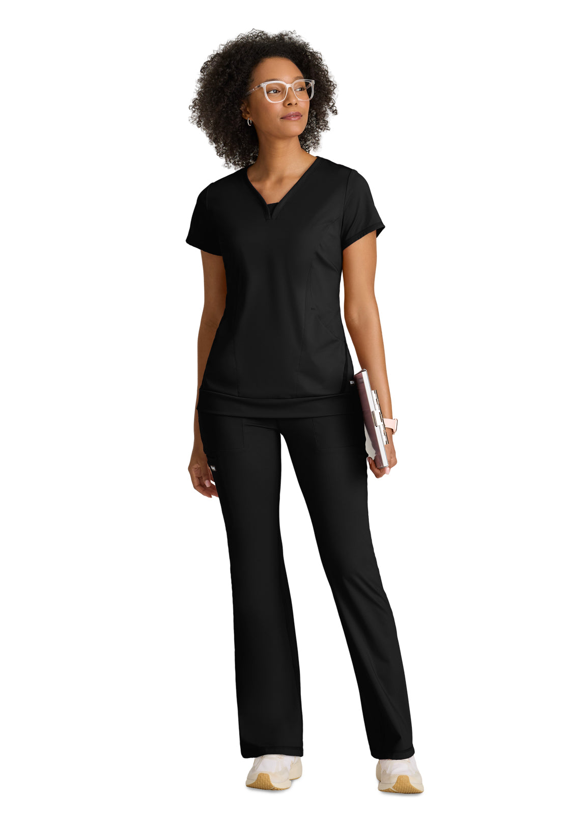 Two Pocket V-Neck Motivate Top - GRST250 - Black