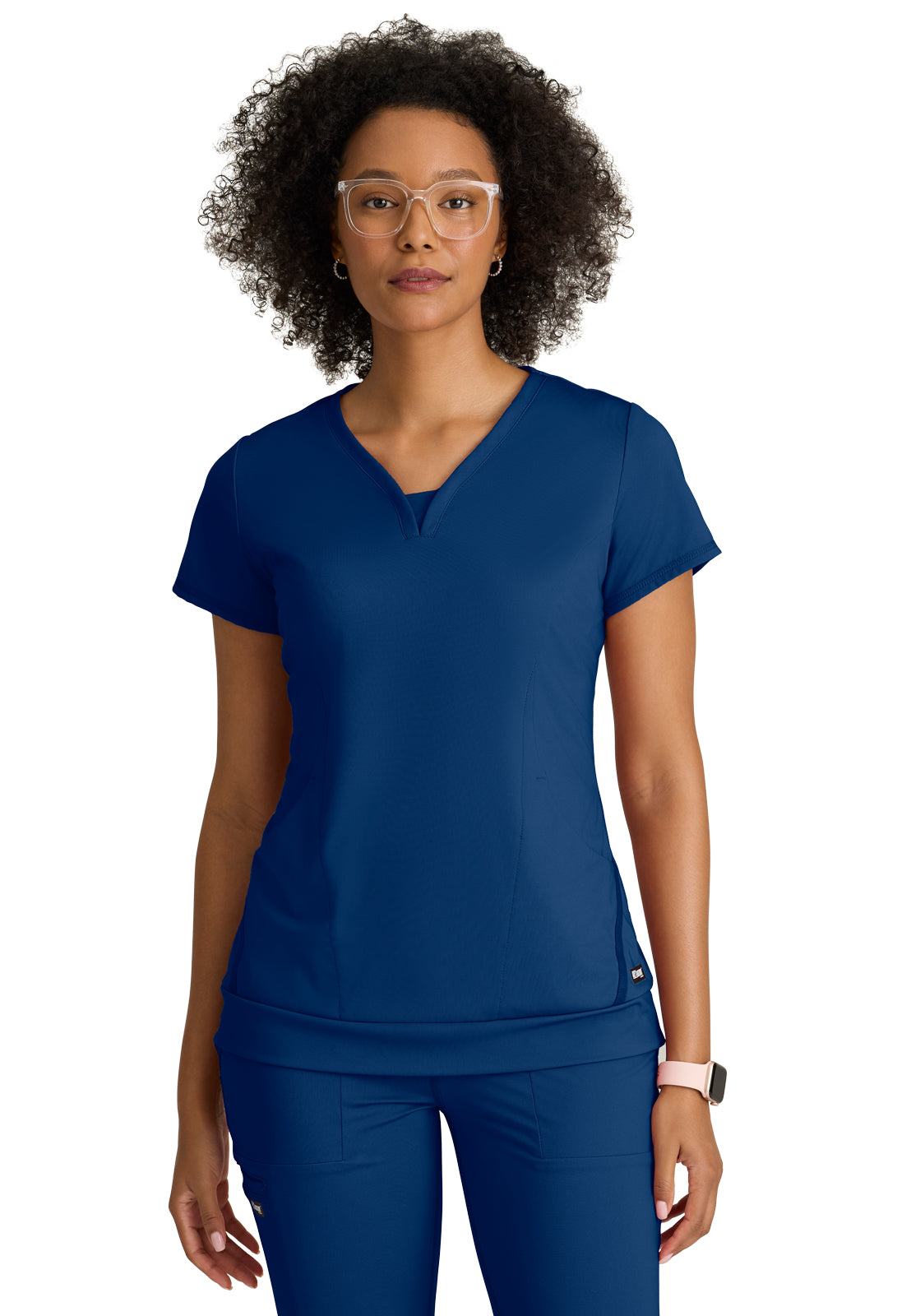 Women's Two-Pocket V-Neck Motivate Scrub Top - GRST250 - Indigo (Navy)
