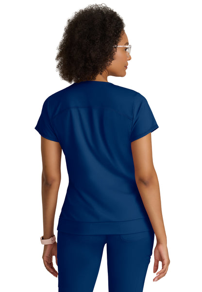 Two Pocket V-Neck Motivate Top - GRST250 - Indigo (Navy)