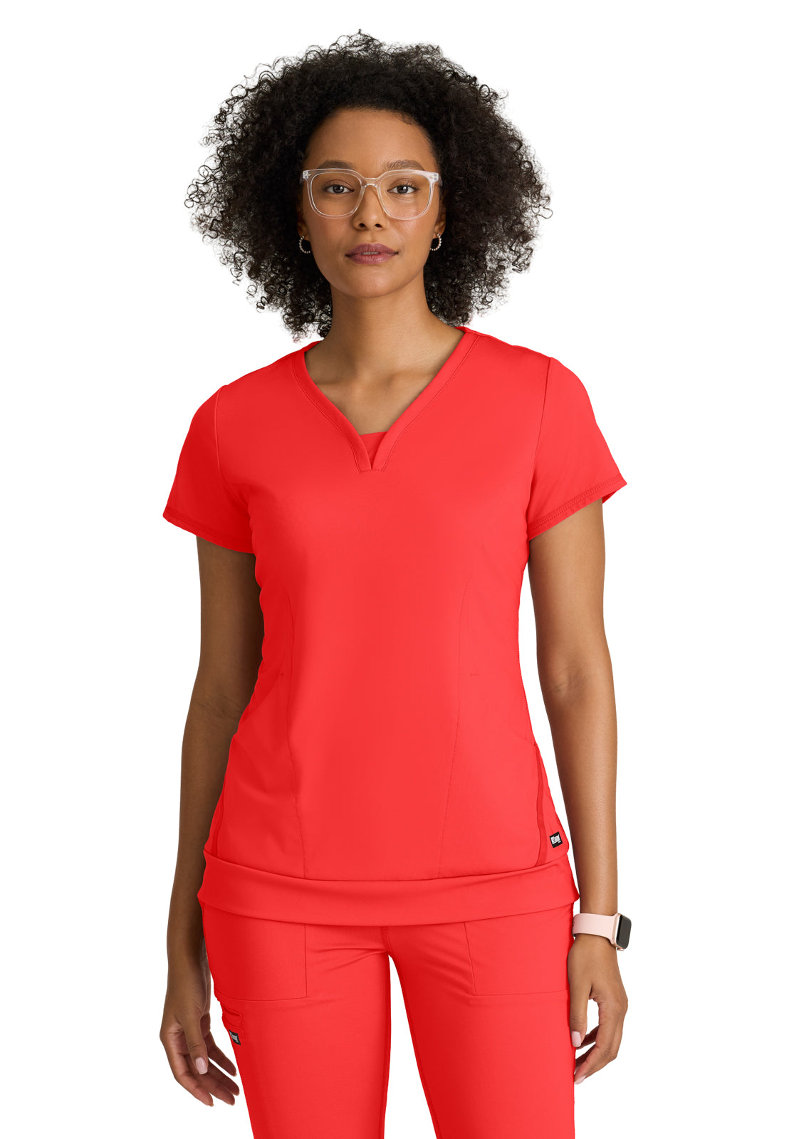 Two Pocket V-Neck Motivate Top - GRST250 - Radiant Coral