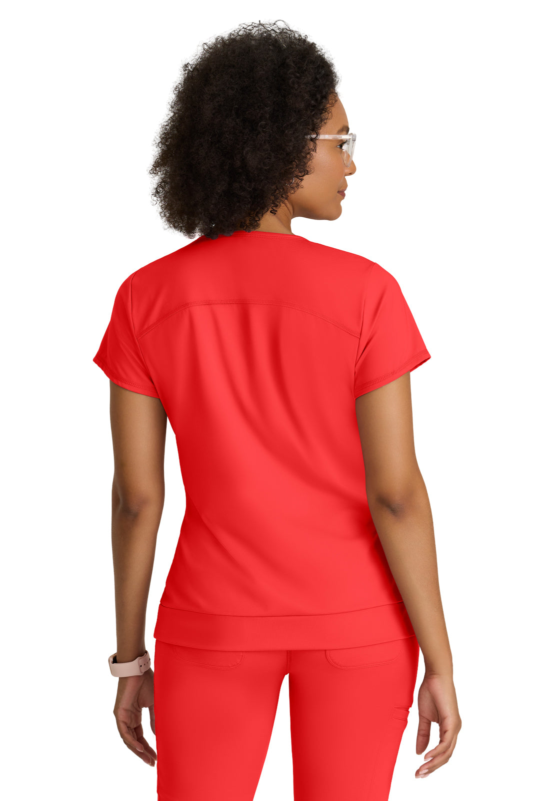 Two Pocket V-Neck Motivate Top - GRST250 - Radiant Coral