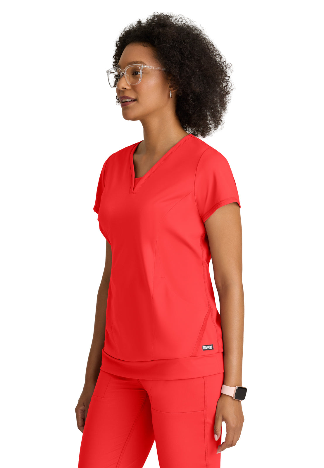 Two Pocket V-Neck Motivate Top - GRST250 - Radiant Coral