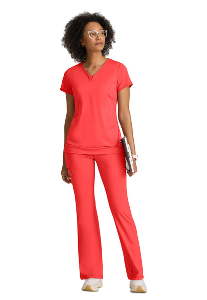 Two Pocket V-Neck Motivate Top - GRST250 - Radiant Coral