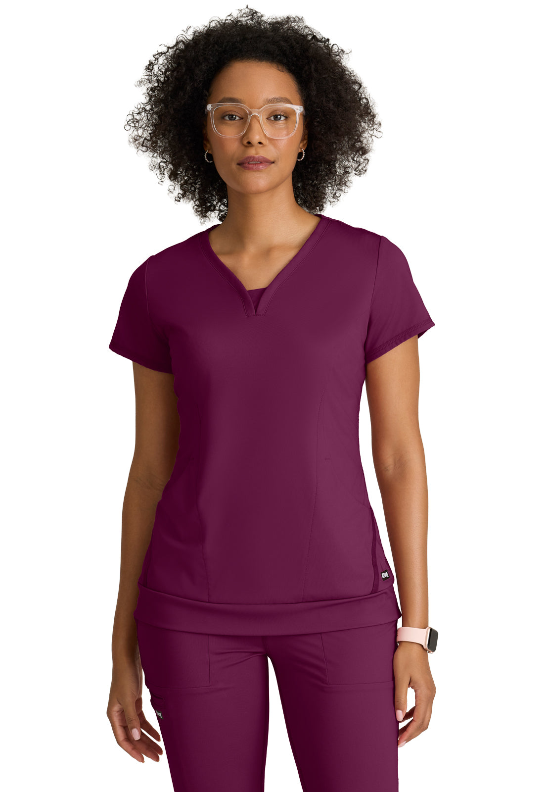 Two Pocket V-Neck Motivate Top - GRST250 - Wine