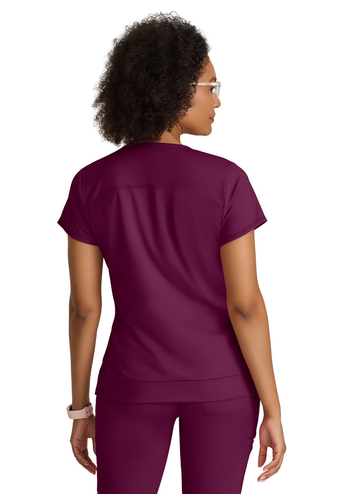 Two Pocket V-Neck Motivate Top - GRST250 - Wine