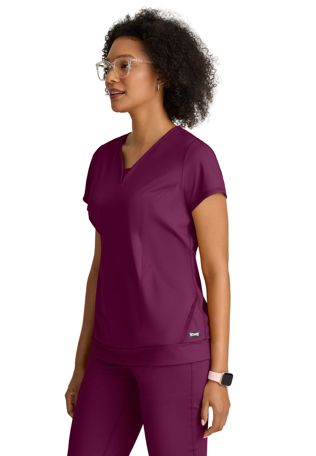 Two Pocket V-Neck Motivate Top - GRST250 - Wine