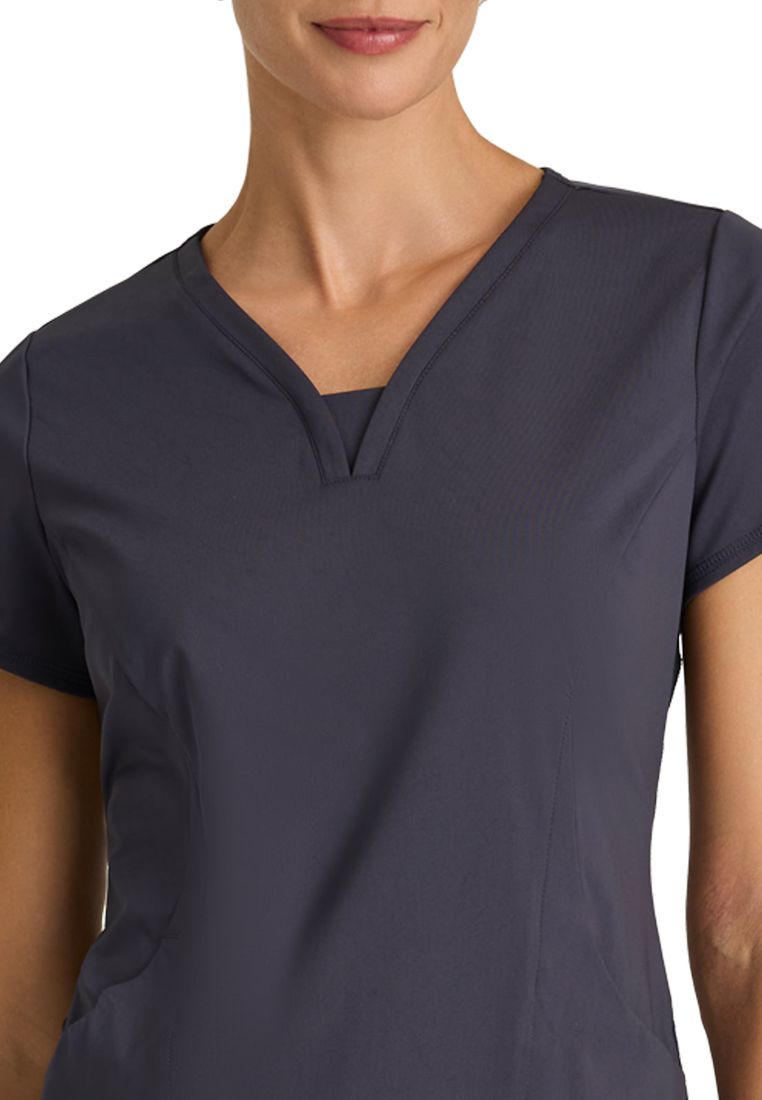 Two Pocket V-Neck Motivate Top - GRST250 - Steel