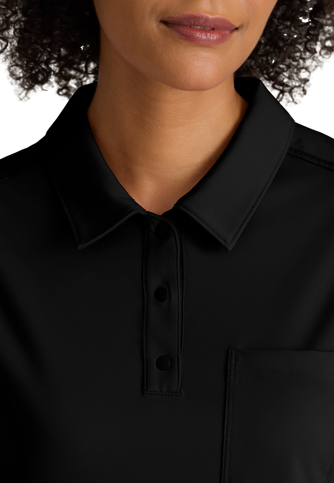 One Pocket Polo Neck Renew Scrub Top - GRST254 - Black