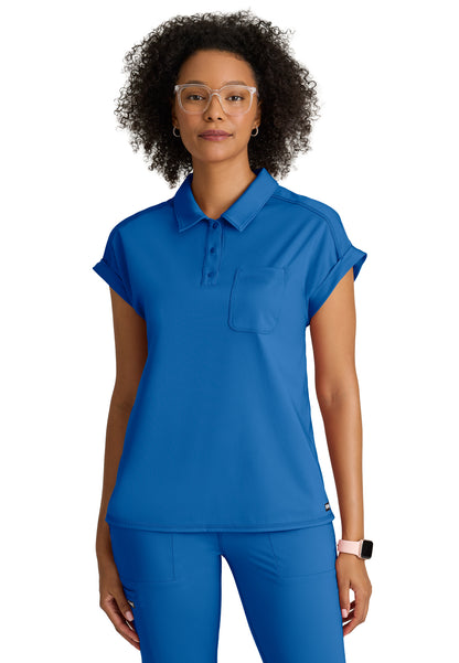 One Pocket Polo Neck Renew Scrub Top - GRST254 - New Royal