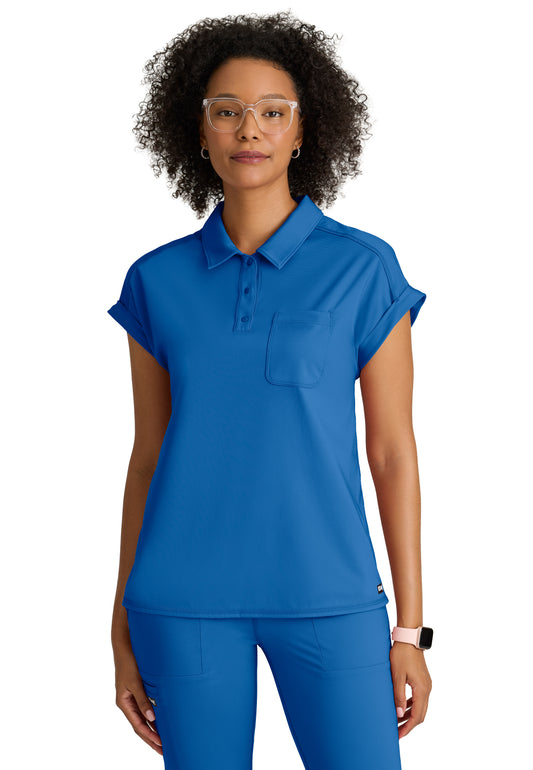 One Pocket Polo Neck Renew Scrub Top - GRST254 - New Royal