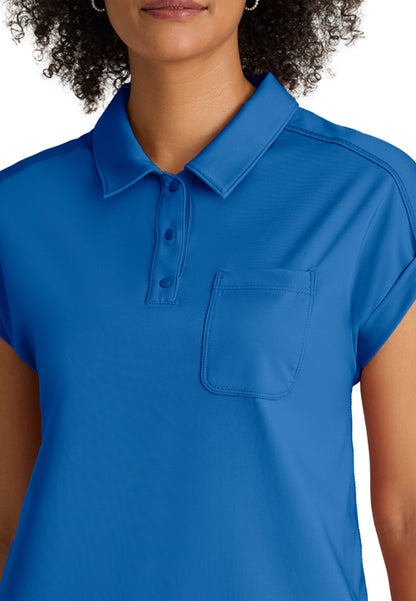 One Pocket Polo Neck Renew Scrub Top - GRST254 - New Royal