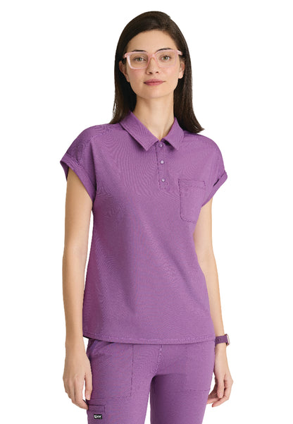 Women's One Pocket Polo Neck Renew Top - GRST254 - Imperial Violet