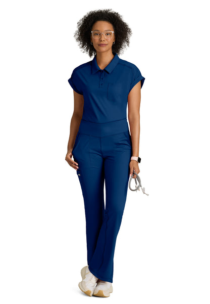 One Pocket Polo Neck Renew Scrub Top - GRST254 - Indigo (Navy)