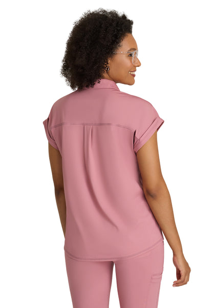 One Pocket Polo Neck Renew Scrub Top - GRST254 - Canyon Pink