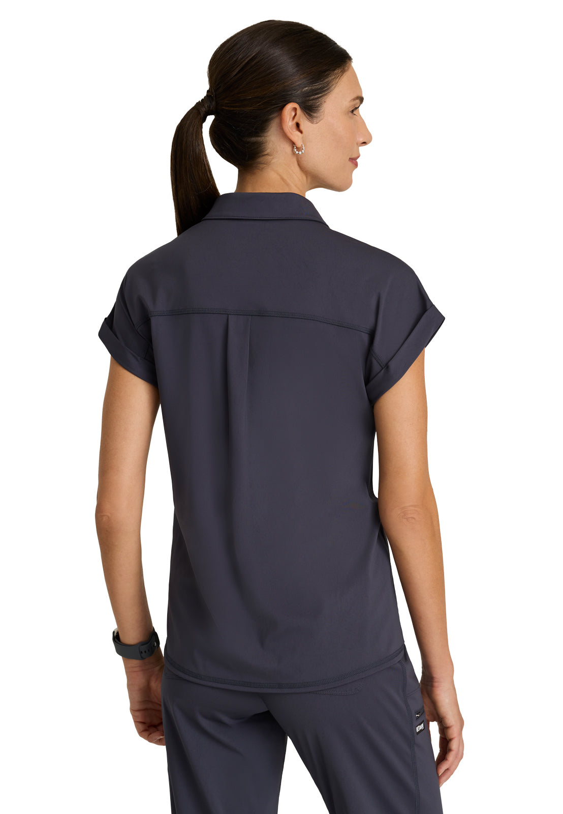 One Pocket Polo Neck Renew Scrub Top - GRST254 - Steel