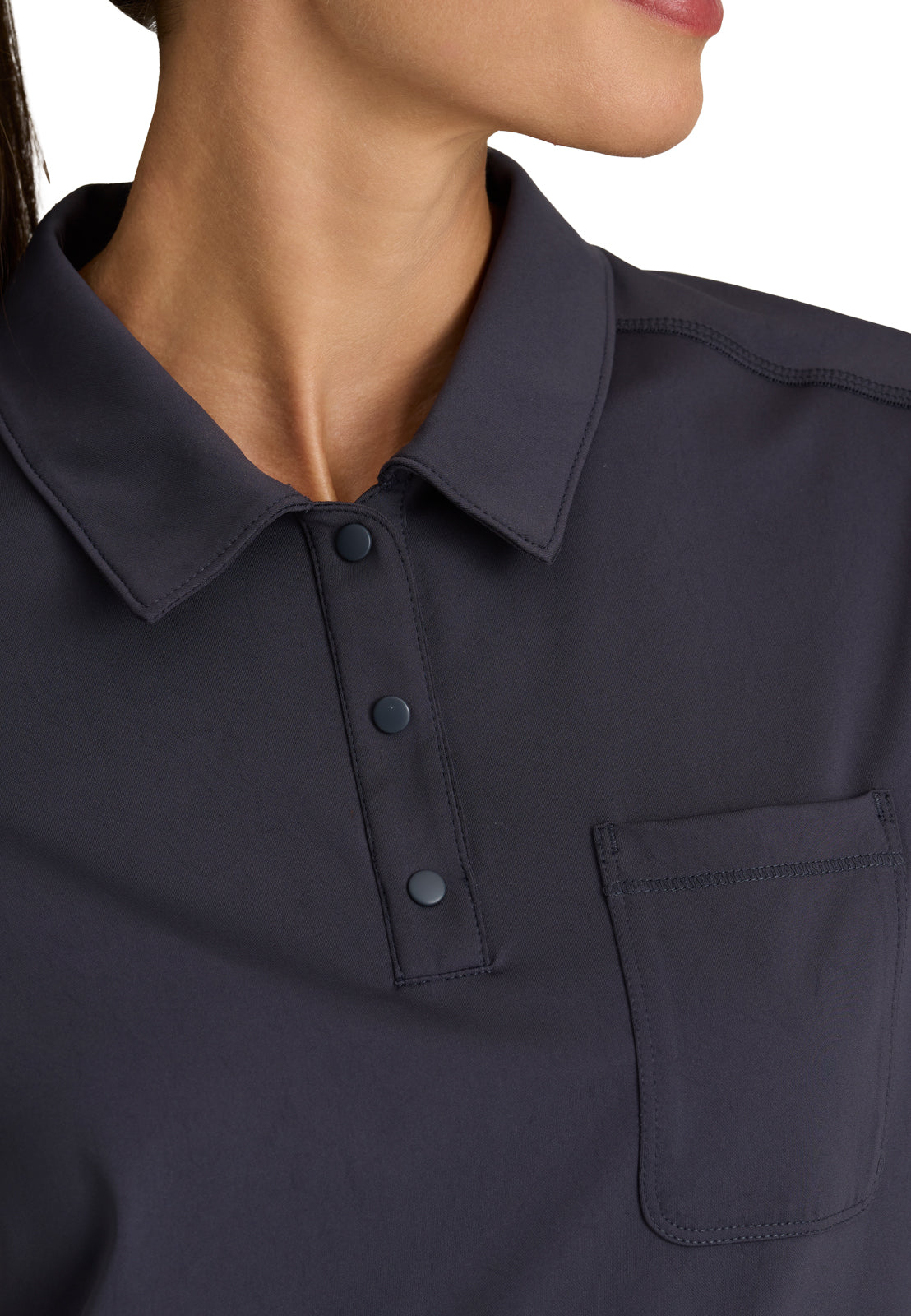 One Pocket Polo Neck Renew Scrub Top - GRST254 - Steel