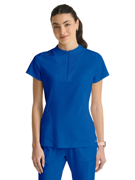 Women's Two Pocket Y-Neck Kristi Scrub Top - GRST292 - New Royal