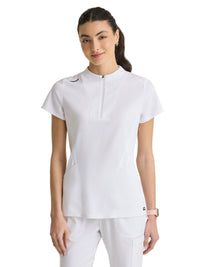 Women's Two Pocket Y-Neck Kristi Scrub Top - GRST292 - White