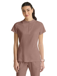 Women's Two Pocket Y-Neck Kristi Scrub Top - GRST292 - Warm Mocha