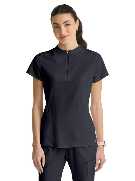 Women's Two Pocket Y-Neck Kristi Scrub Top - GRST292 - Steel