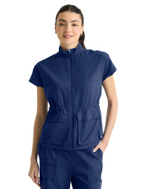 Women's Two-Pocket Nina Mock Neck Top - GRST324 - Indigo