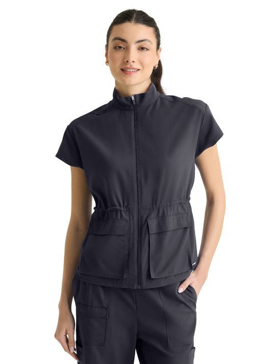 Women's Two-Pocket Nina Mock Neck Top - GRST324 - Steel
