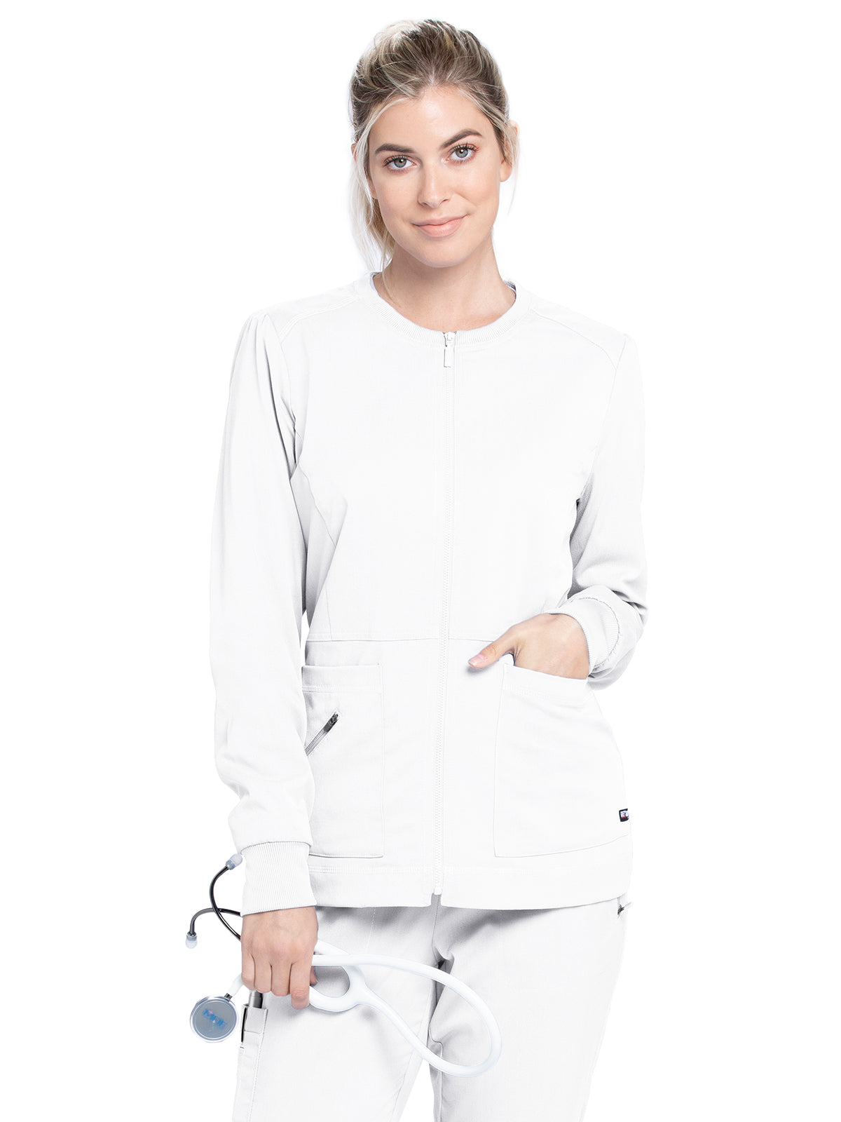 Women's Three-Pocket Millie Warm-Up Jacket - GRSW017 - White