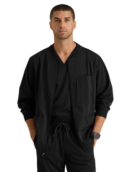Men's Five-Pocket React Warm-Up Scrub Jacket - GRSW871 - Black
