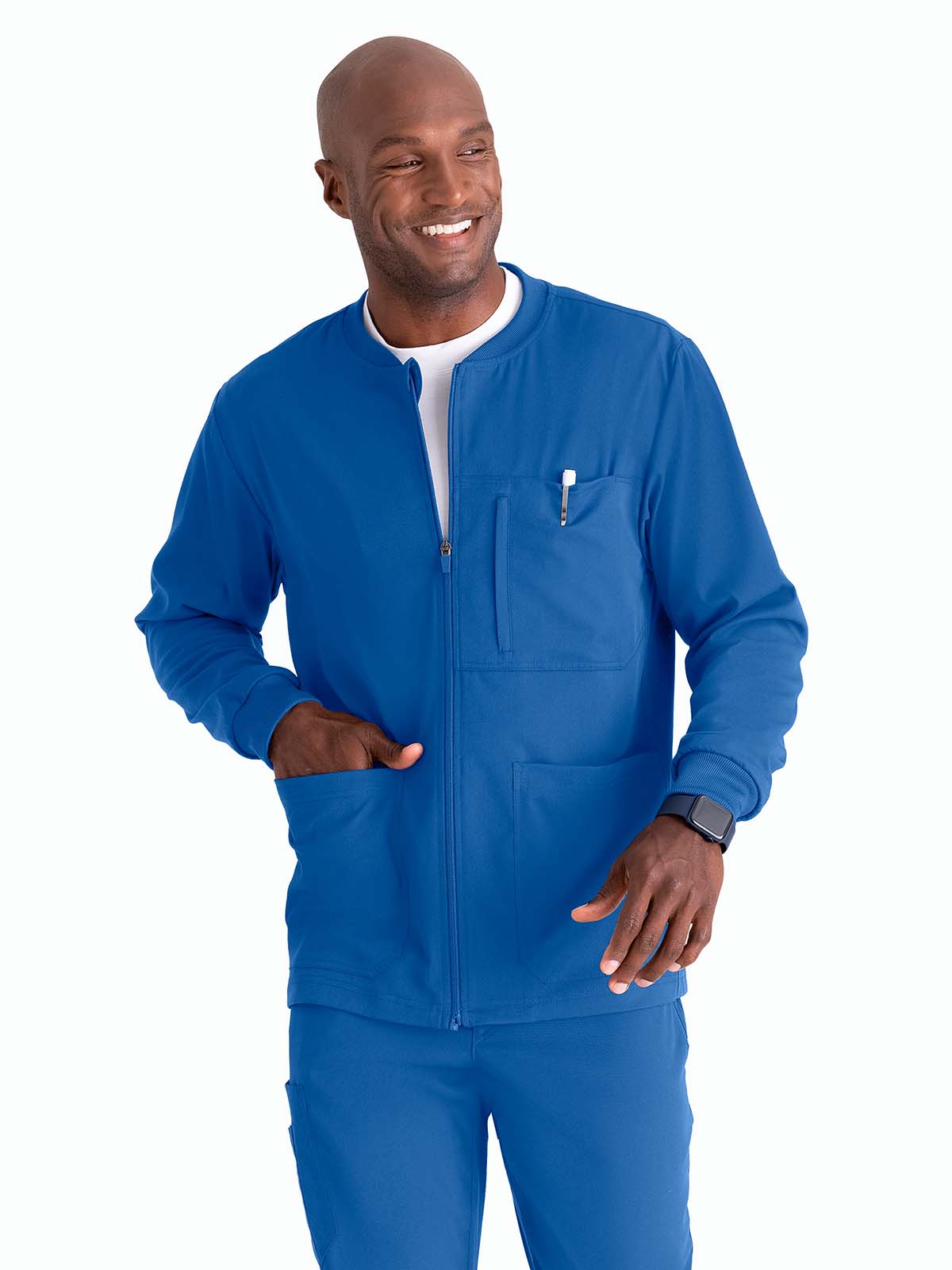Men's Five-Pocket React Warm-Up Scrub Jacket - GRSW871 - New Royal