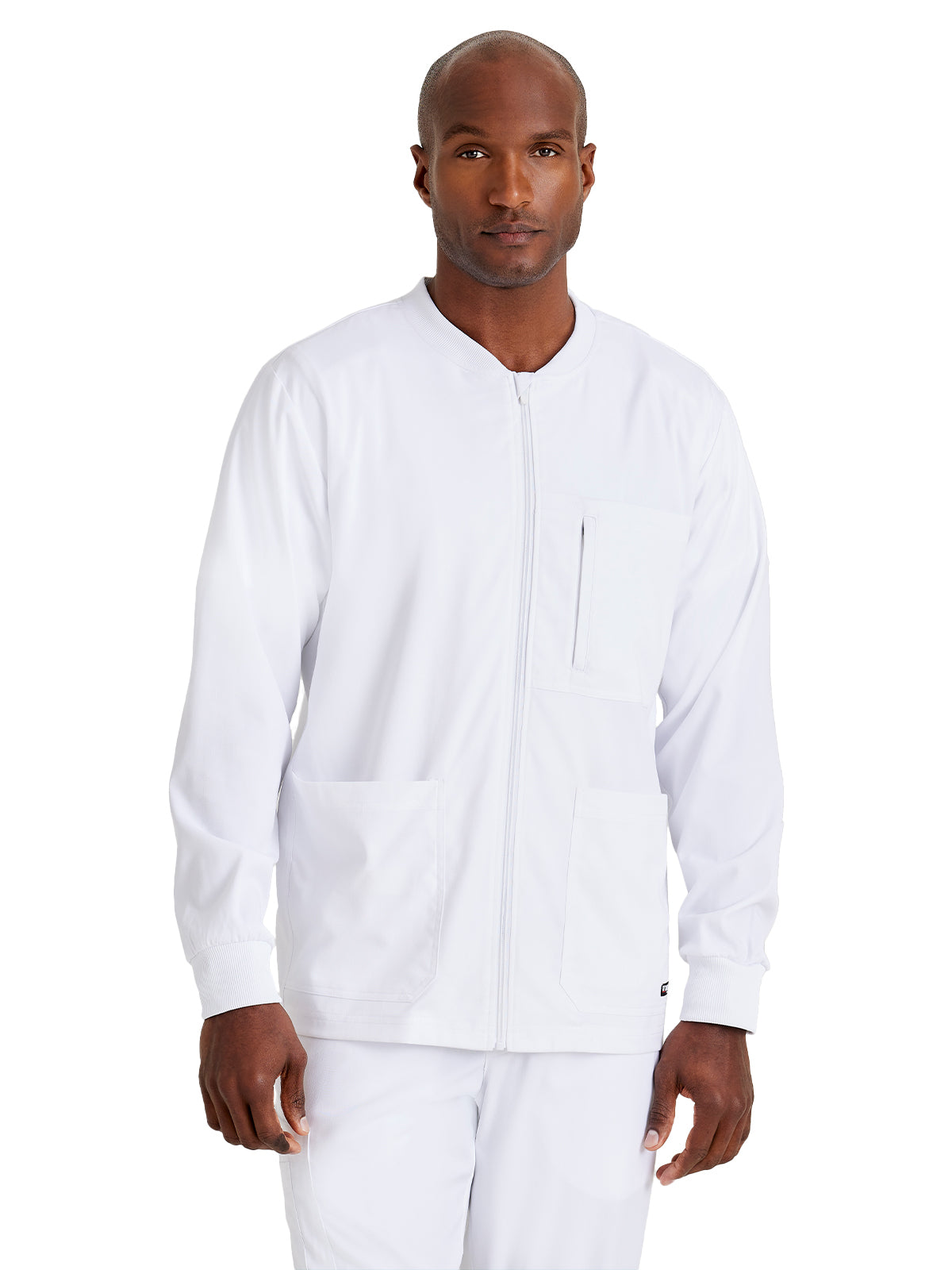 Men's Five-Pocket React Warm-Up Scrub Jacket - GRSW871 - White